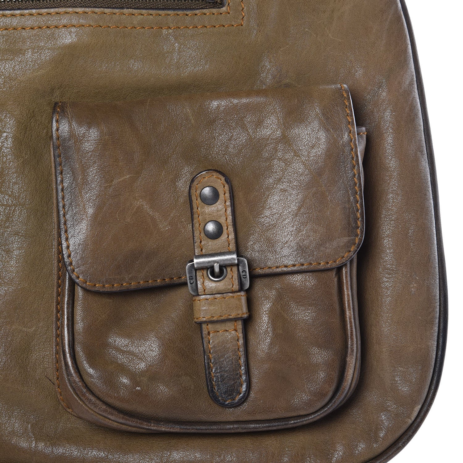 Christian Dior Calfskin Medium Gaucho Double Saddle Bag Green 9 of 19