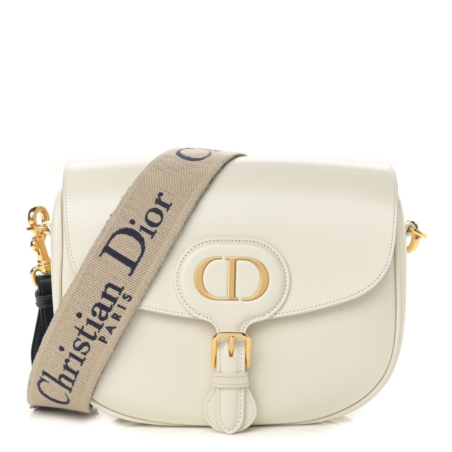 Box Calfskin Large Bobby Flap White
