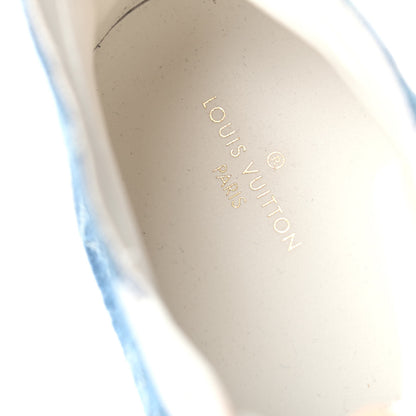 Louis Vuitton Calfskin Denim Monogram Mens Tattoo Sneaker Boots 9 White Blue 8 of 10