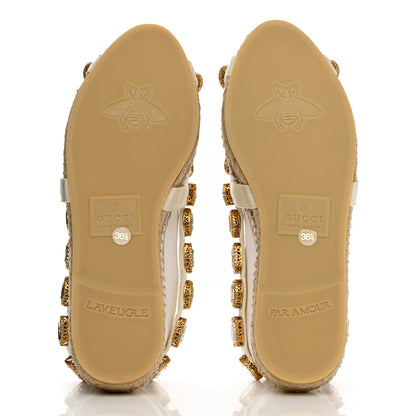 Gucci Canvas Crystal Embellished Espadrilles 36.5 Great White 5 of 9