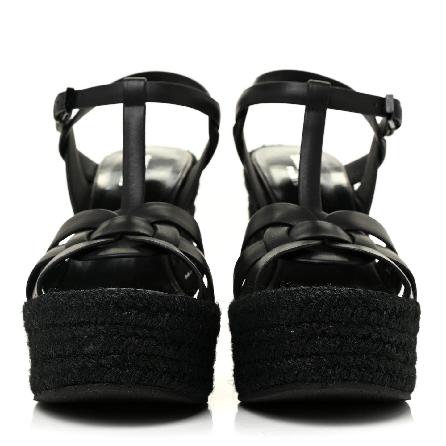 Calfskin Tribute 95 Platform Espadrille Wedge Sandals 37 Black
