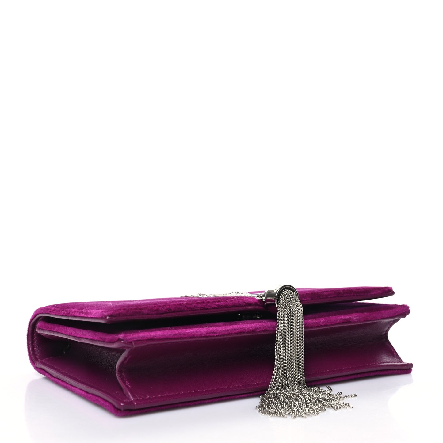 Velvet Crystal Monogram Kate Tassel Shoulder Bag Fuchsia
