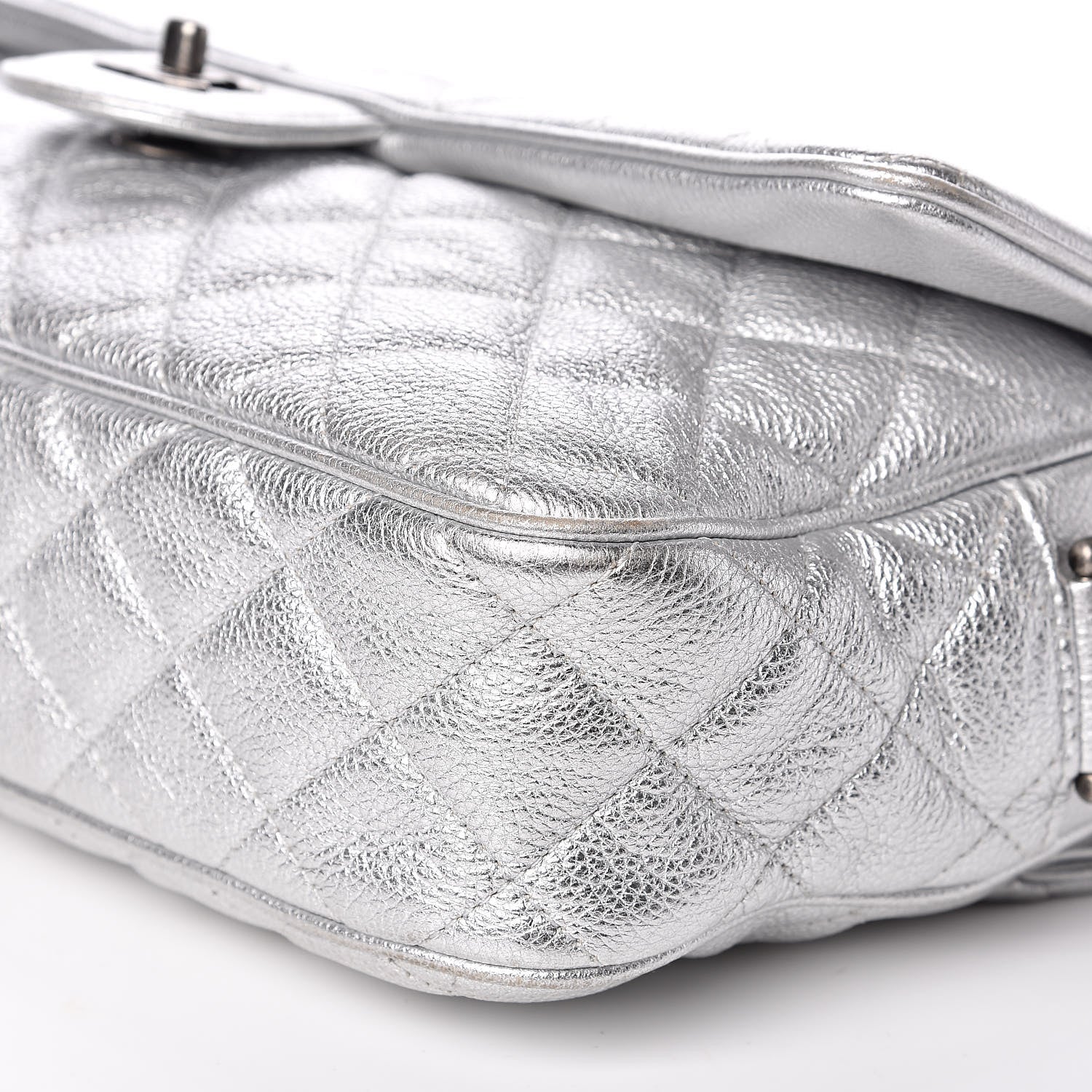 Chanel Metallic Calfskin Quilted Medium Casual Rock Flap Silver 9 of 11