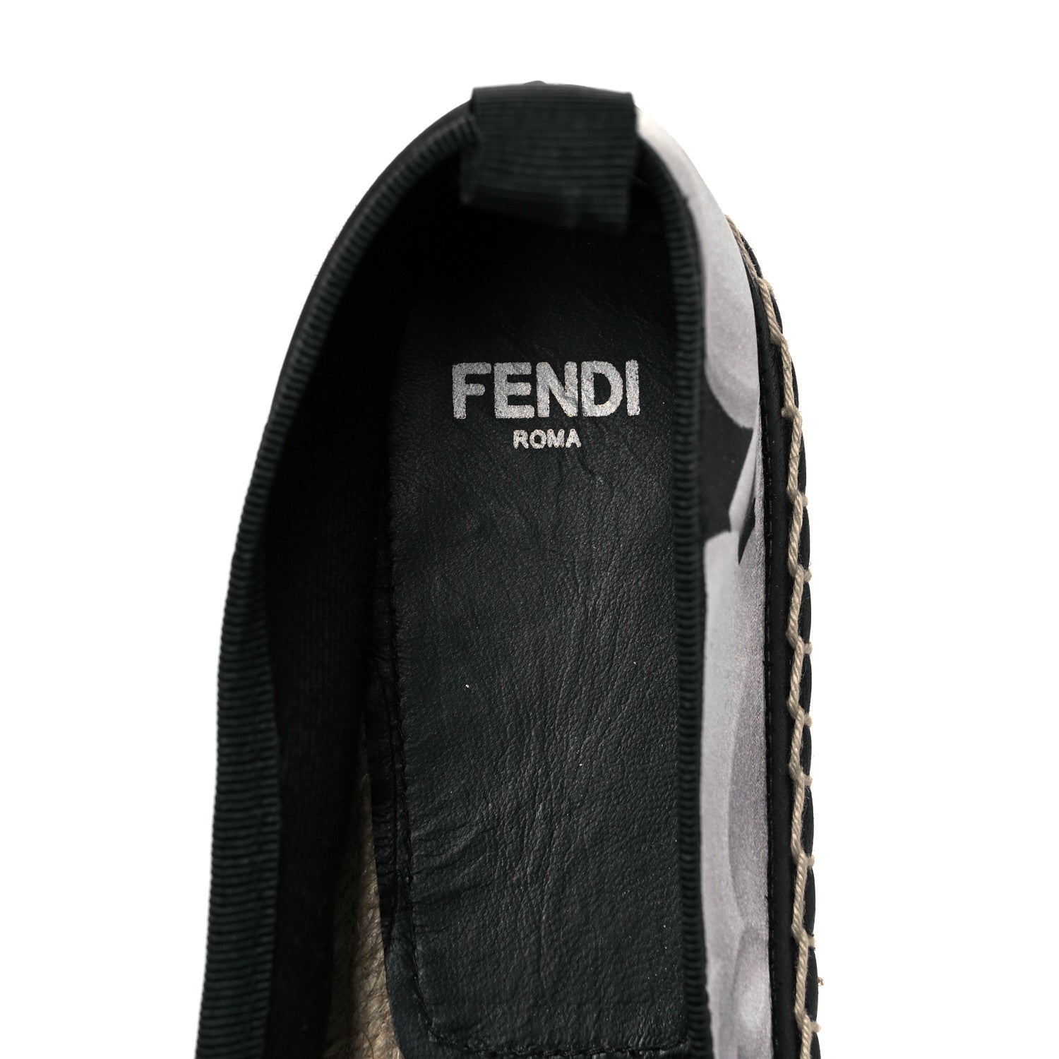 Fendi Satin Floral Print Espadrille 37 Black 7 of 8