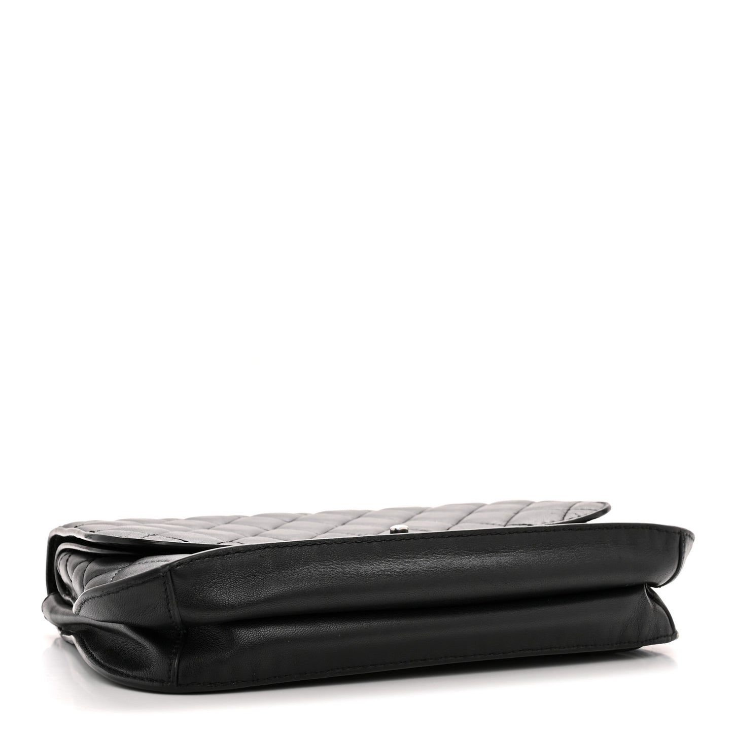 Lambskin Quilted Large Natural CC Flap Black