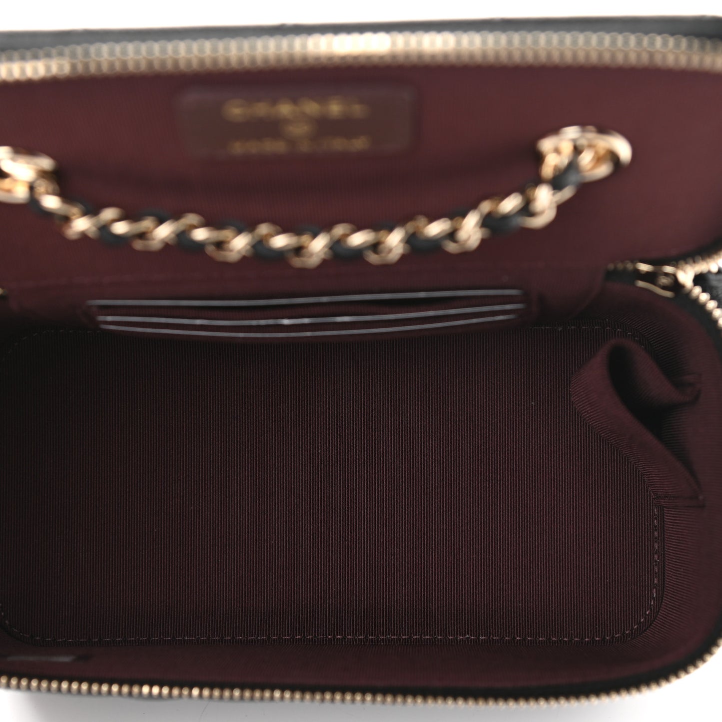 Caviar Quilted Small Vanity Case With Chain Black