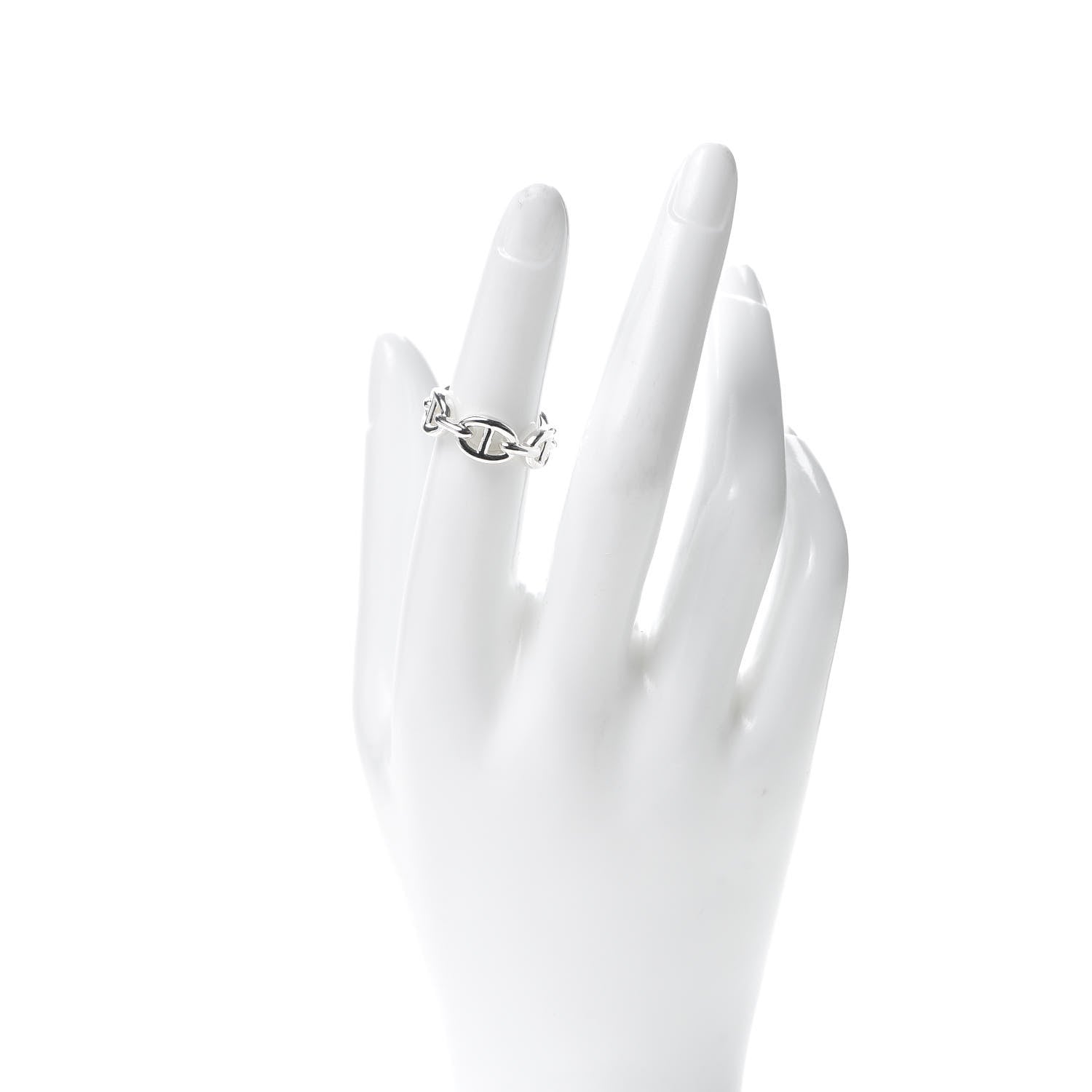 Hermes Sterling Silver PM Chaine d'Ancre Enchainee Band Ring 50 5.25 2 of 6