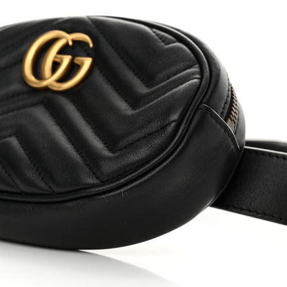 Gucci Calfskin Matelasse GG Marmont Belt Bag 85 34 Black 10 of 13