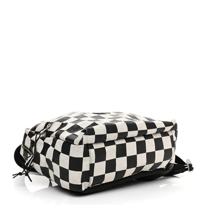 Saint Laurent Calfskin Checked Print Nuxx Backpack Black White 4 of 12
