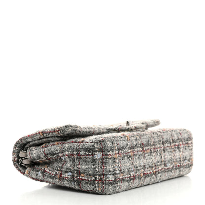 Chanel Tweed Quilted Medium Double Flap Grey Multicolor 4 of 13
