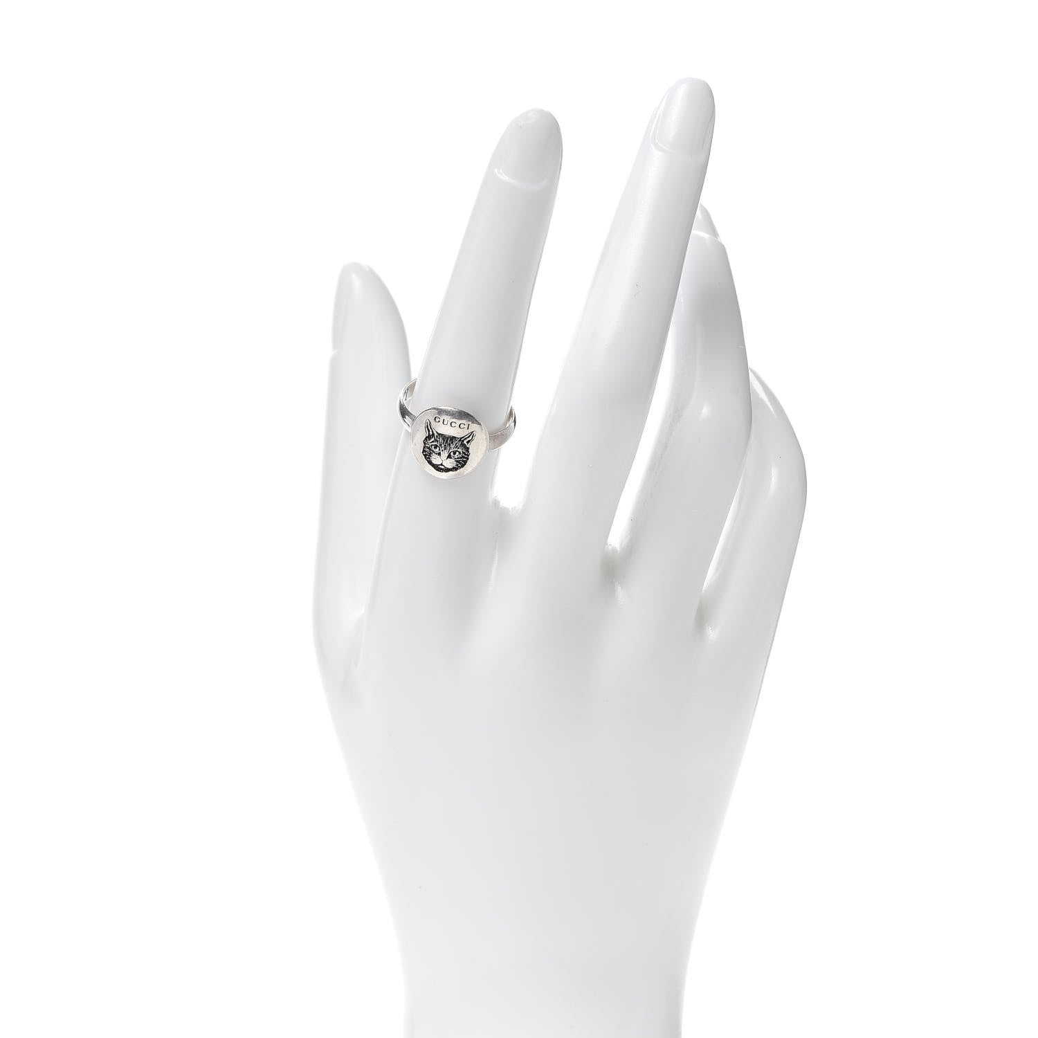 Gucci Sterling Silver Blind for Love Mystic Cat Ring 56 7.5 2 of 5