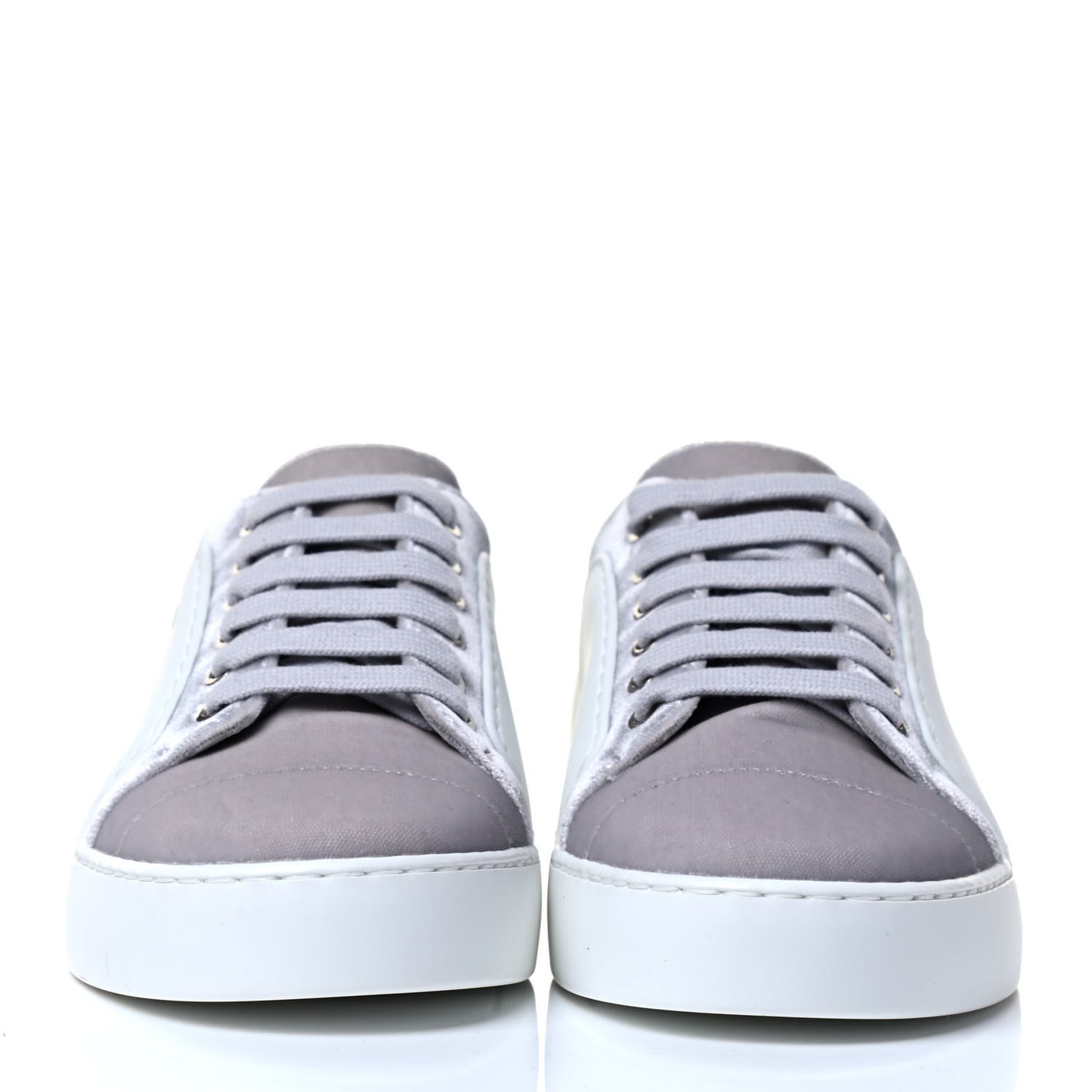 Calfskin Velvet Womens CC Sneakers 36.5 White Silver