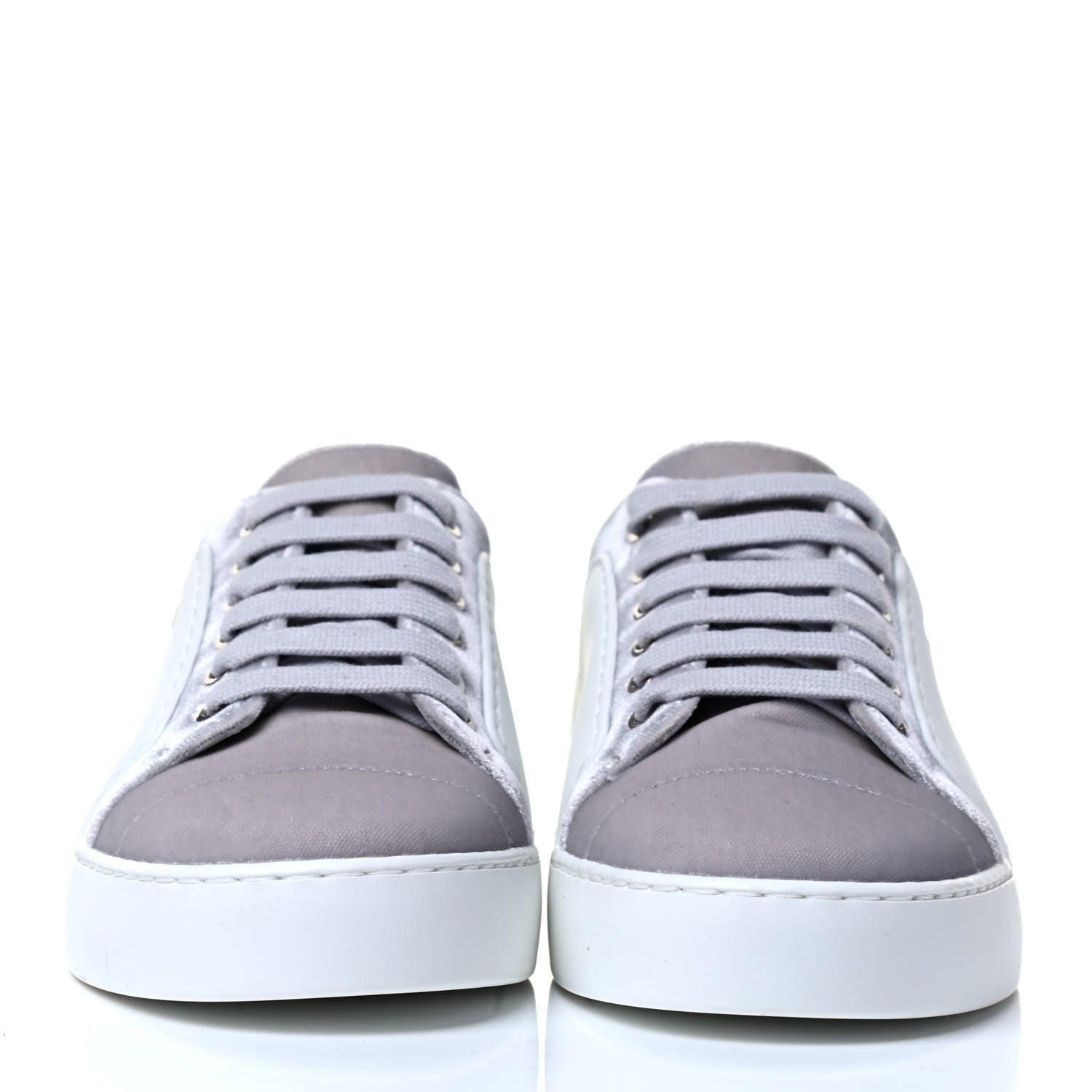 Chanel Calfskin Velvet Womens CC Sneakers 36.5 White Silver 4 of 8