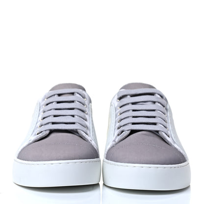 Chanel Calfskin Velvet Womens CC Sneakers 36.5 White Silver 4 of 8