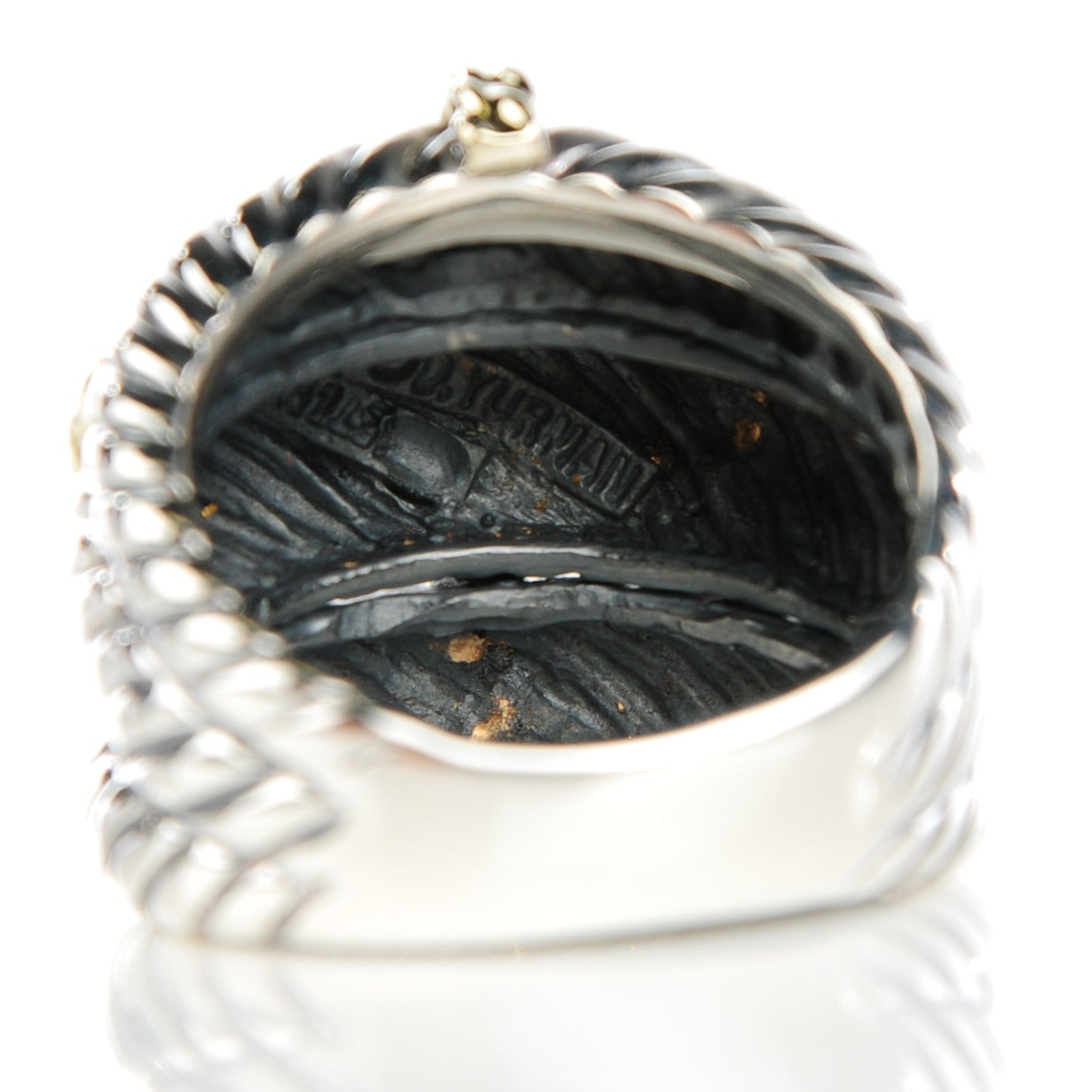 David Yurman Sterling Silver 14K Yellow Gold 27mm Cable Ring 55 7.25 4 of 5
