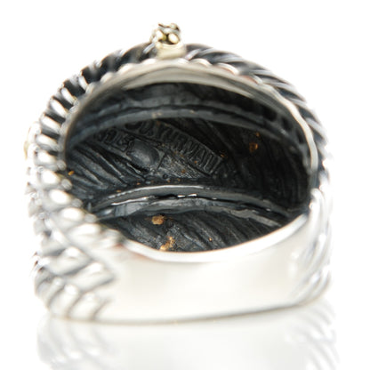 David Yurman Sterling Silver 14K Yellow Gold 27mm Cable Ring 55 7.25 4 of 5