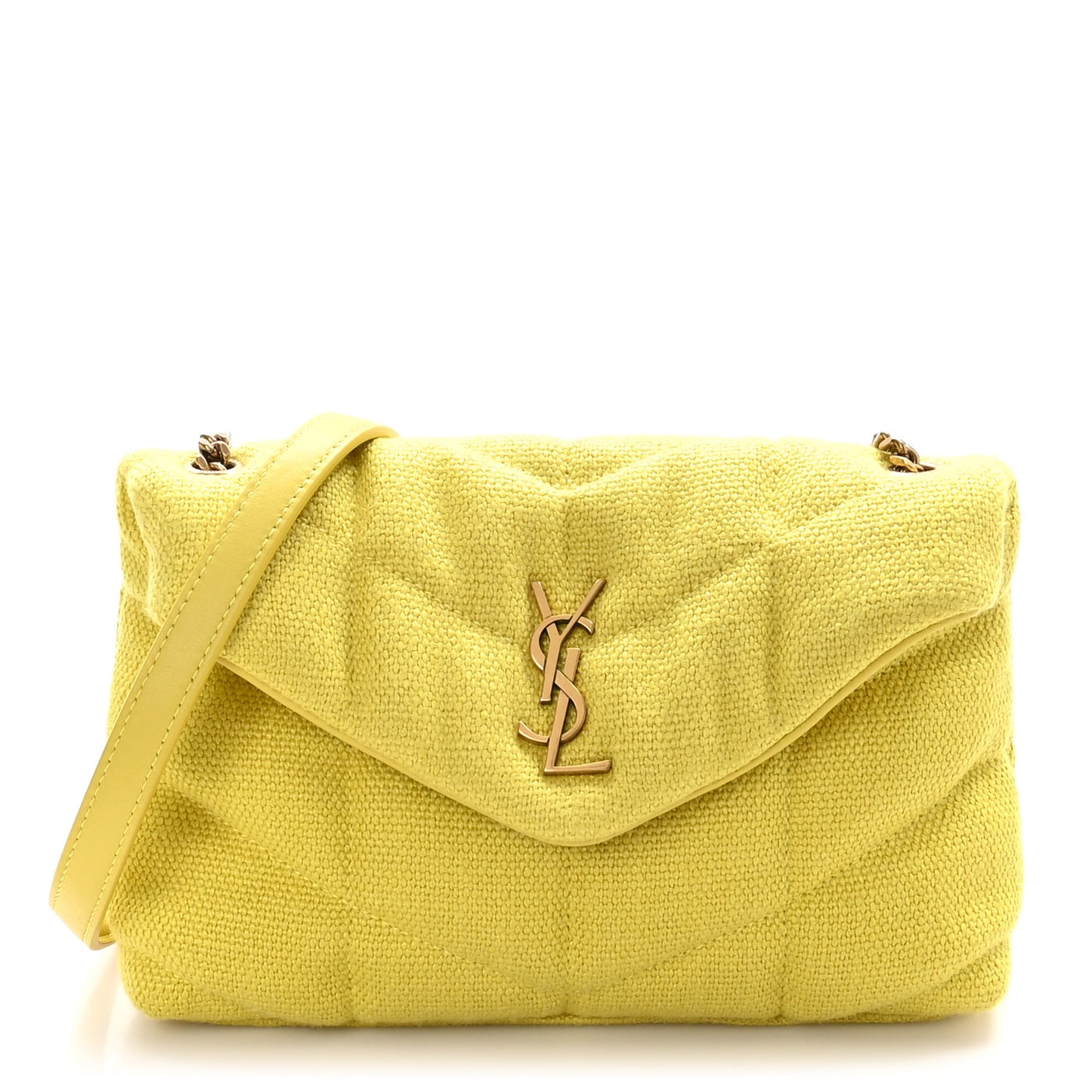 Canvas Quilted Toy Loulou Puffer Monogram Chain Satchel Jaune Citron