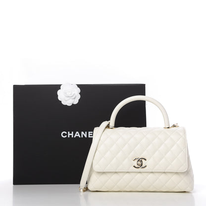 Chanel Caviar Quilted Small Coco Handle Flap White 11 of 11