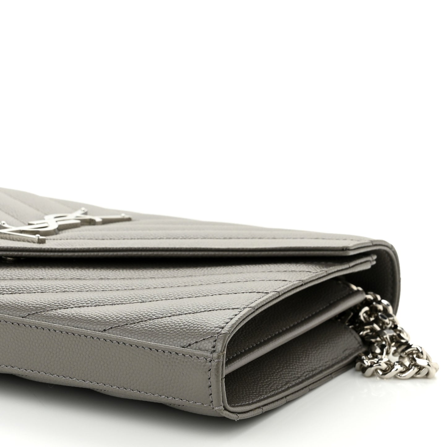 Grain De Poudre Matelasse Chevron Monogram Chain Wallet Asphalt