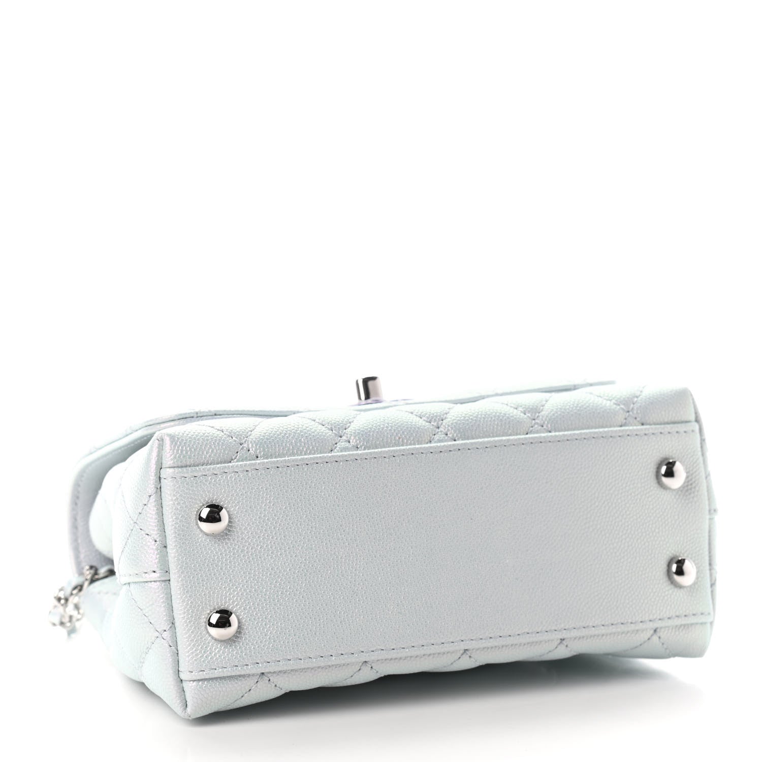 Chanel Iridescent Caviar Quilted Extra Mini Coco Handle Flap Light Blue 4 of 9