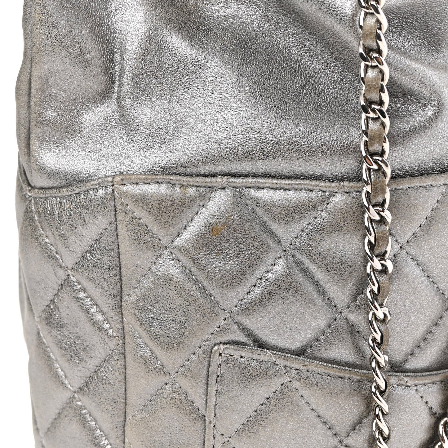 Metallic Lambskin Quilted Small In Seoul Backpack Dark Silver