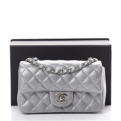 Chanel Metallic Lambskin Quilted Mini Rectangular Flap Silver 10 of 10