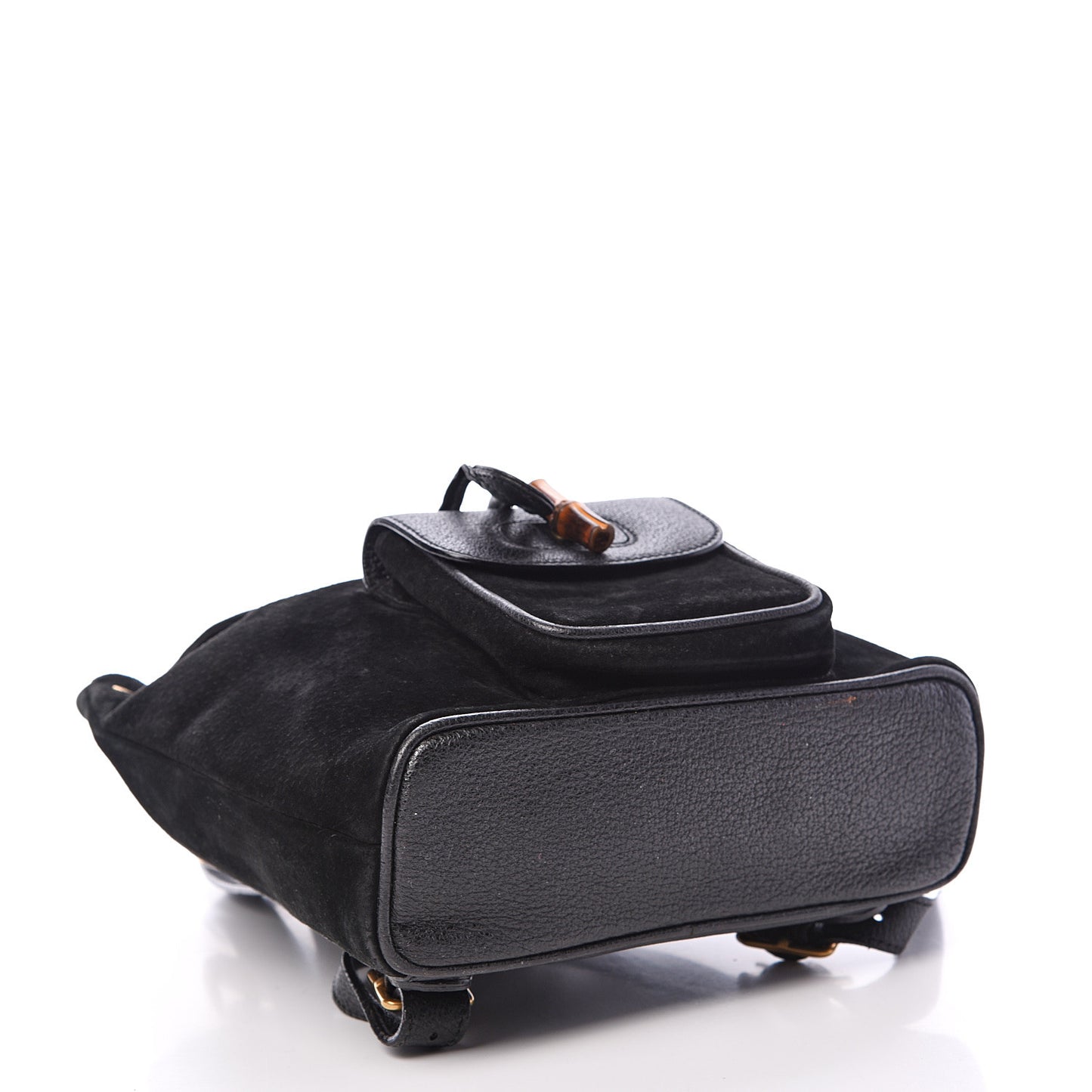 Calfskin Suede Bamboo Backpack Black