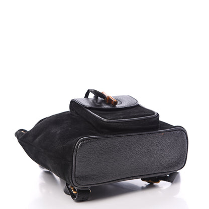 Gucci Calfskin Suede Bamboo Backpack Black 3 of 10