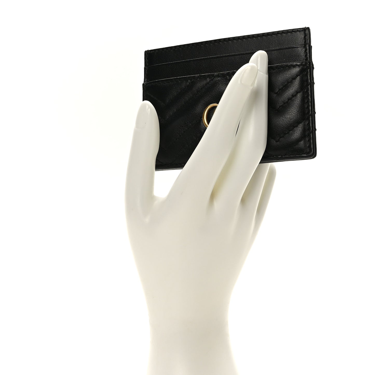 Calfskin Matelasse GG Marmont Card Holder Black