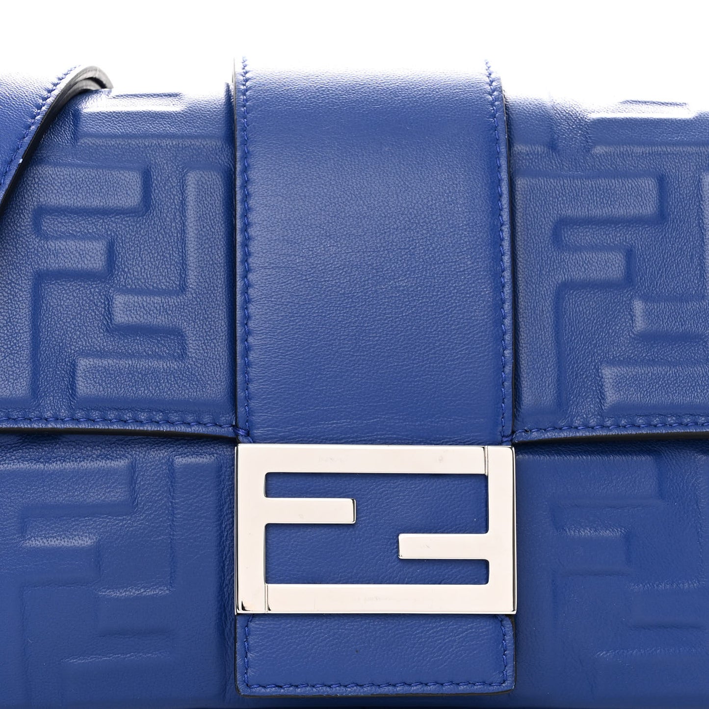 Nappa FF 1974 Embossed Belt Baguette Bag Blue Neon