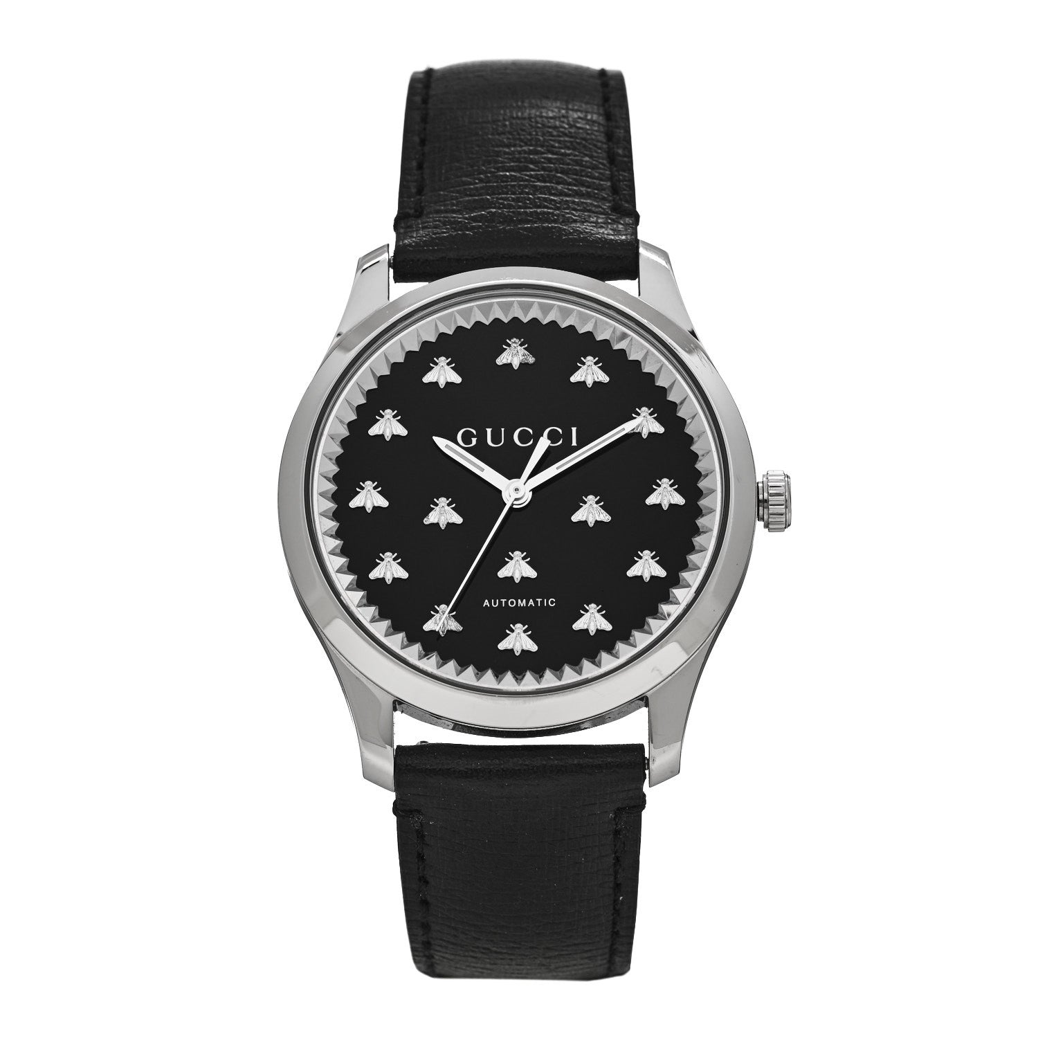 Gucci Stainless Steel Calfskin 42mm G-Timeless Bee Automatic Watch Black 1 of 4