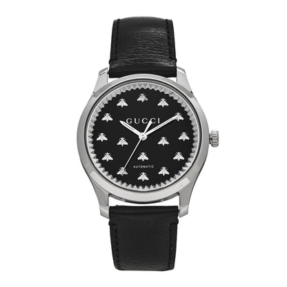 Gucci Stainless Steel Calfskin 42mm G-Timeless Bee Automatic Watch Black 1 of 4