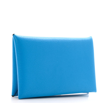Hermes Chevre Chamkila Calvi Card Case Bleu Frida 3 of 8