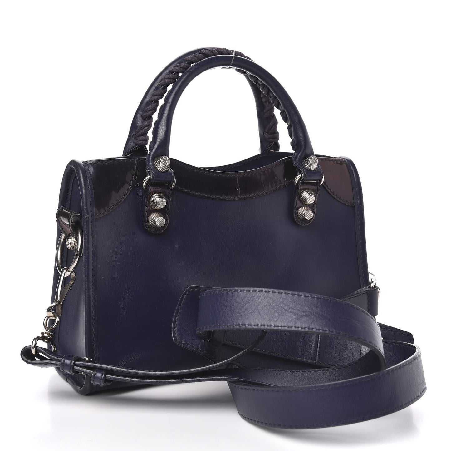 Smooth Calfskin Metallic Patent Giant 12 Silver Hardware Mini City Ultraviolet
