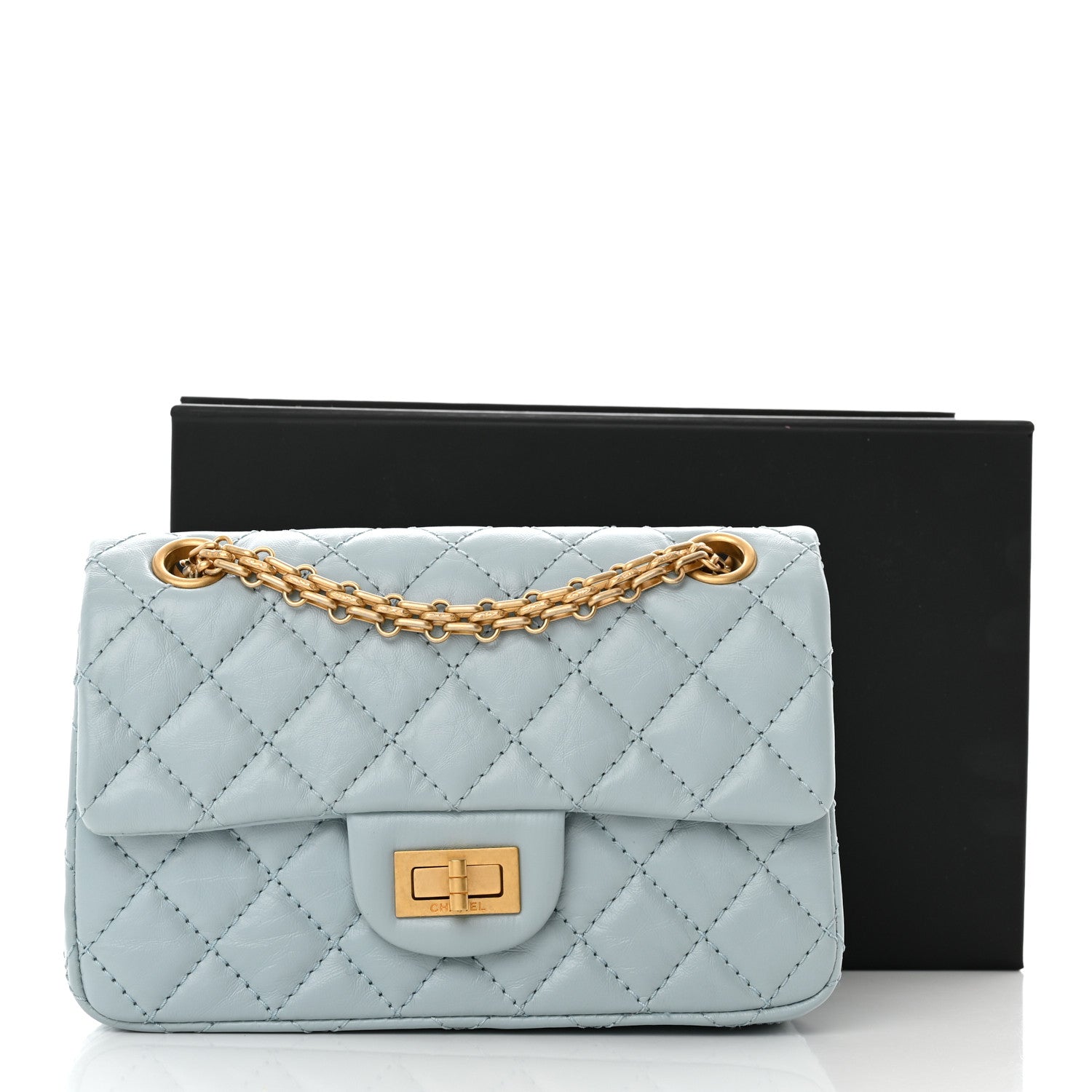 Chanel Aged Calfskin Quilted 2.55 Reissue Mini Flap Light Blue 11 of 11