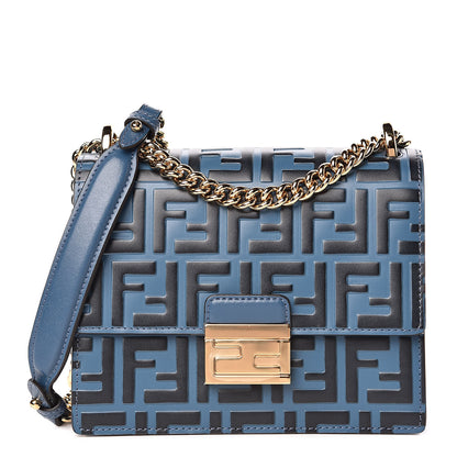 Fendi Vitello Liberty Bi-Color FF 1974 Embossed Small Kan U Shoulder Bag Balena Black 1 of 10