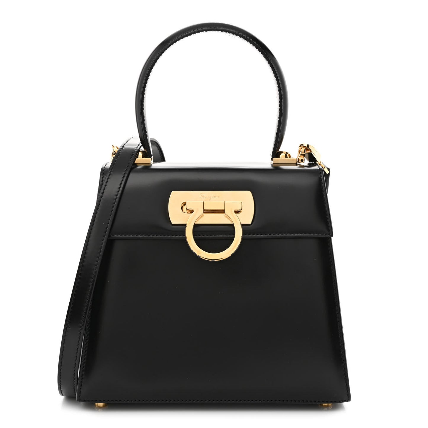 Brushed Off Calfskin Iconic Top Handle Bag Black