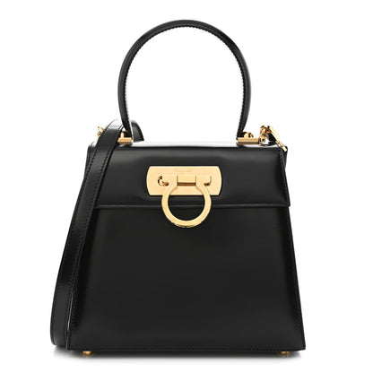 Salvatore Ferragamo Brushed Off Calfskin Iconic Top Handle Bag Black 1 of 12