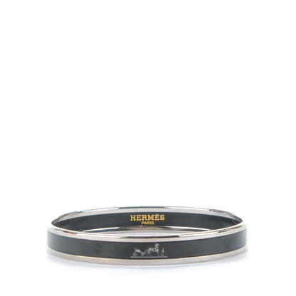 Hermes Enamel Printed Narrow Caleche Bracelet 65 Black 1 of 5