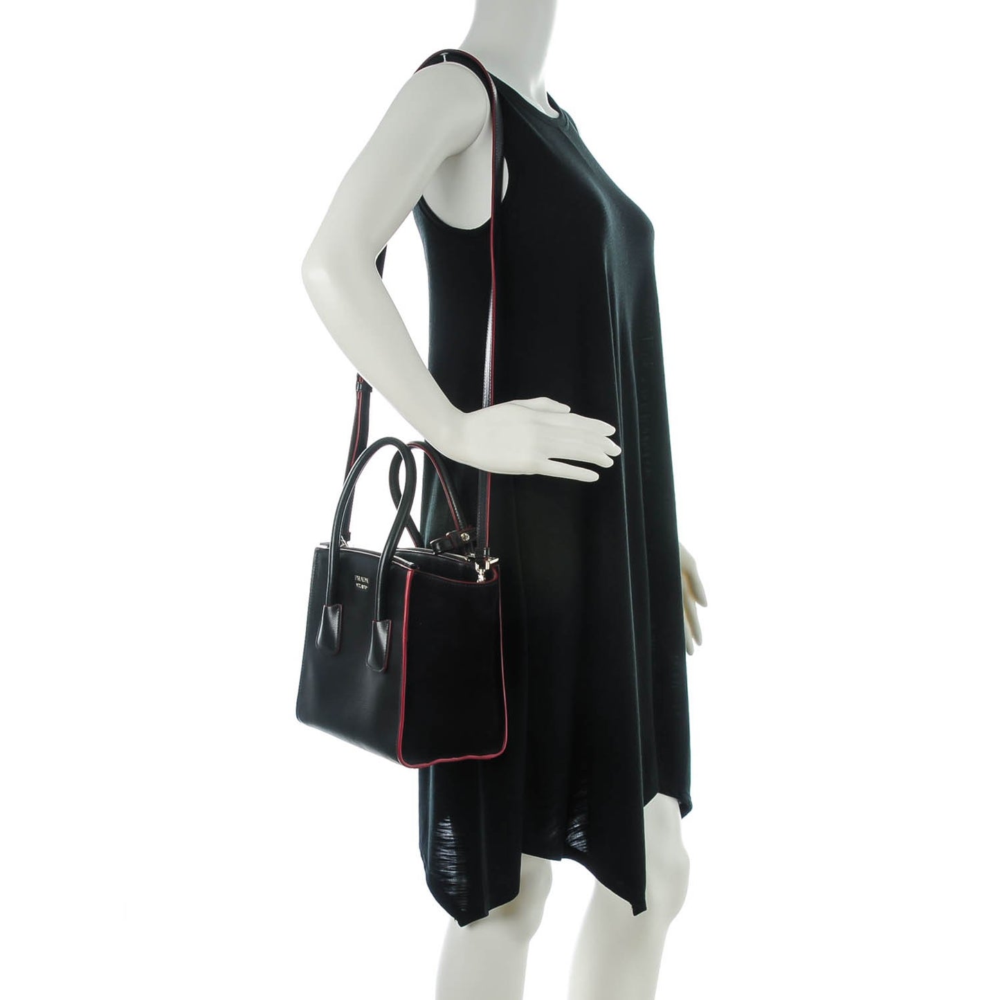 Glace Calf Suede Mini Twin Pocket Tote Nero Black