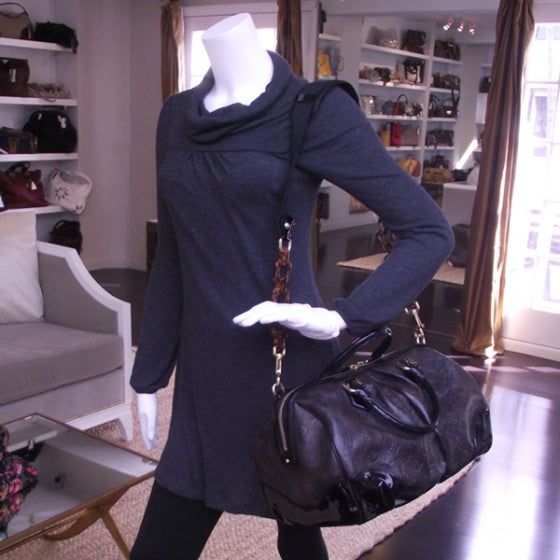 Cuir Patent Embossed Monogram Stephen Bag Grey