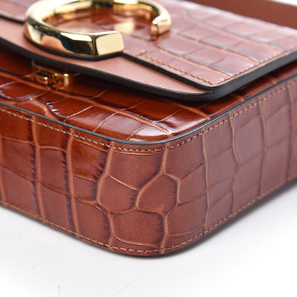 Chloe Calfskin Crocodile Embossed Mini C Double Carry Chestnut Brown 9 of 9