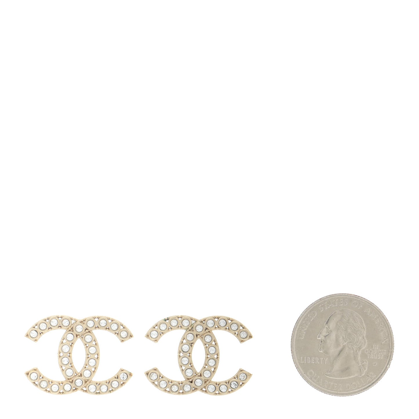 Crystal CC Large Stud Earrings Gold