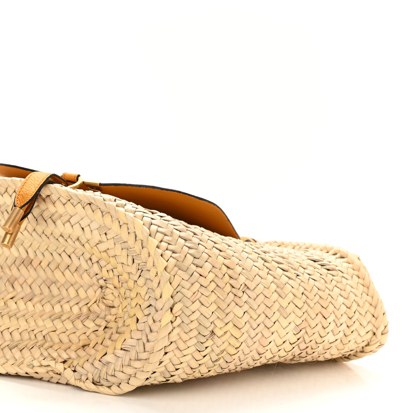 Raffia Small Grain Calfskin Medium Marcie Basket Yellow
