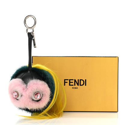 Fendi Mink Goat Fur QuTweet Jungle Bag Bug Charm Green Yellow Pink 4 of 4