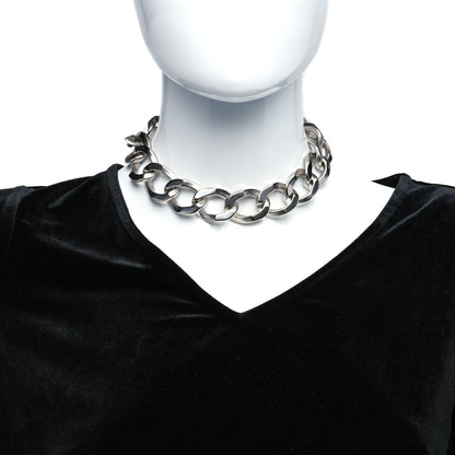 Chanel Chain Link CC Choker Necklace Silver 3 of 10