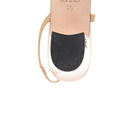 Chanel Goatskin Grosgrain Cap Toe CC Slingback Pumps 35 Beige Black 10 of 12