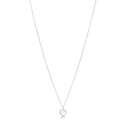 Tiffany 18K White Gold Diamond Mini Paloma Picasso Loving Heart Pendant Necklace 1 of 4
