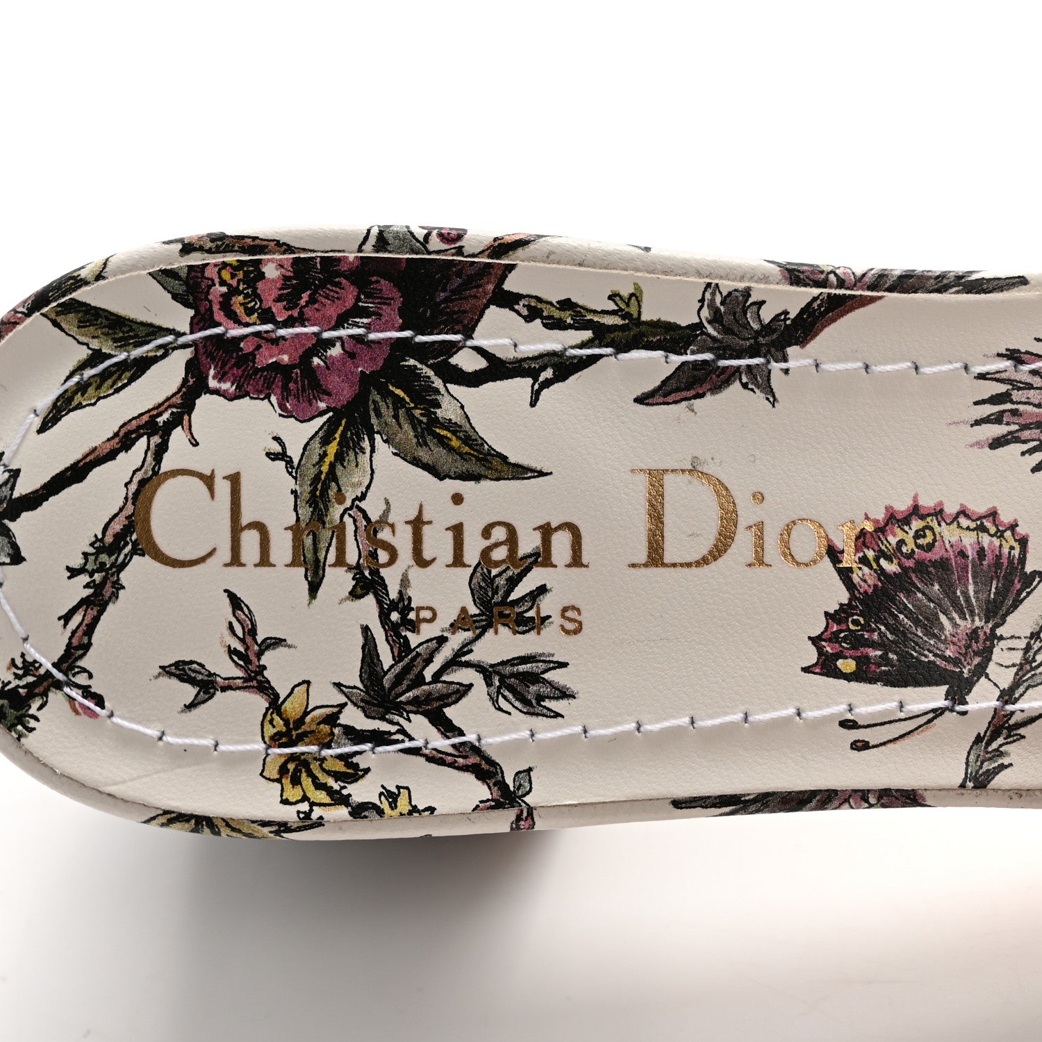 Christian Dior Canvas Jardin Botanique Embroidered Dway 40mm Slide Sandals 37 White Multicolor 6 of 9