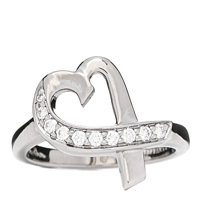 Tiffany 18K White Gold Diamond Paloma Picasso Loving Heart Ring 49 5 1 of 10